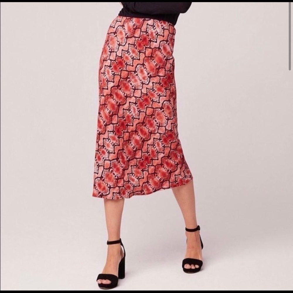 Band of Gypsies red snakeskin midi skirt